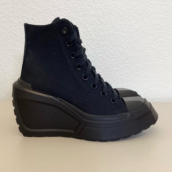 Converse 6 NWOT Chuck Taylor 70 De Luxe Wedge Hi Women’s Black Sneakers Shoes - Picture 14 of 16